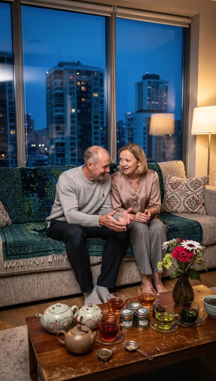 Atviras žurnalas su patarimais apie žolelių arbatų naudą, šalia ranka rašytos pastabos ir smulkūs žolelių ingredientai.